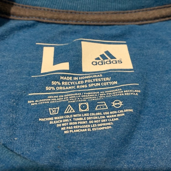 Adidas Men’s Climalite Size Large Blue Short Sleeve Tee Shirt Light You Up - Picture 7 of 7